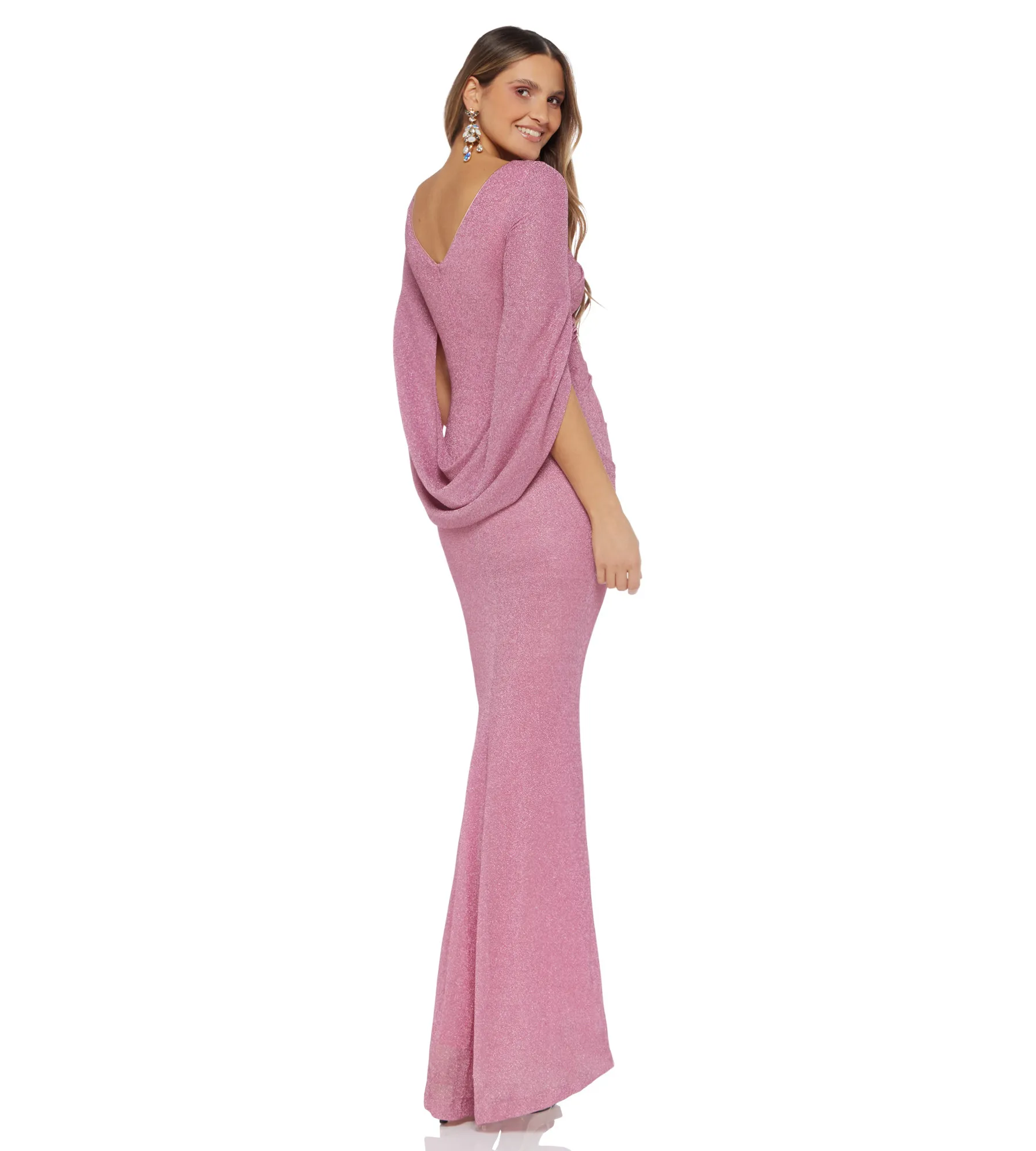 Abendkleid aus Lurex in Rosé