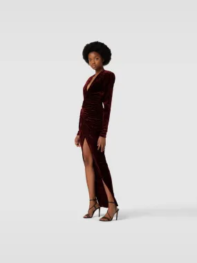 Alexandre Vauthier Abendkleid aus Samt mit Beinschlitz (dunkelrot) online kaufen