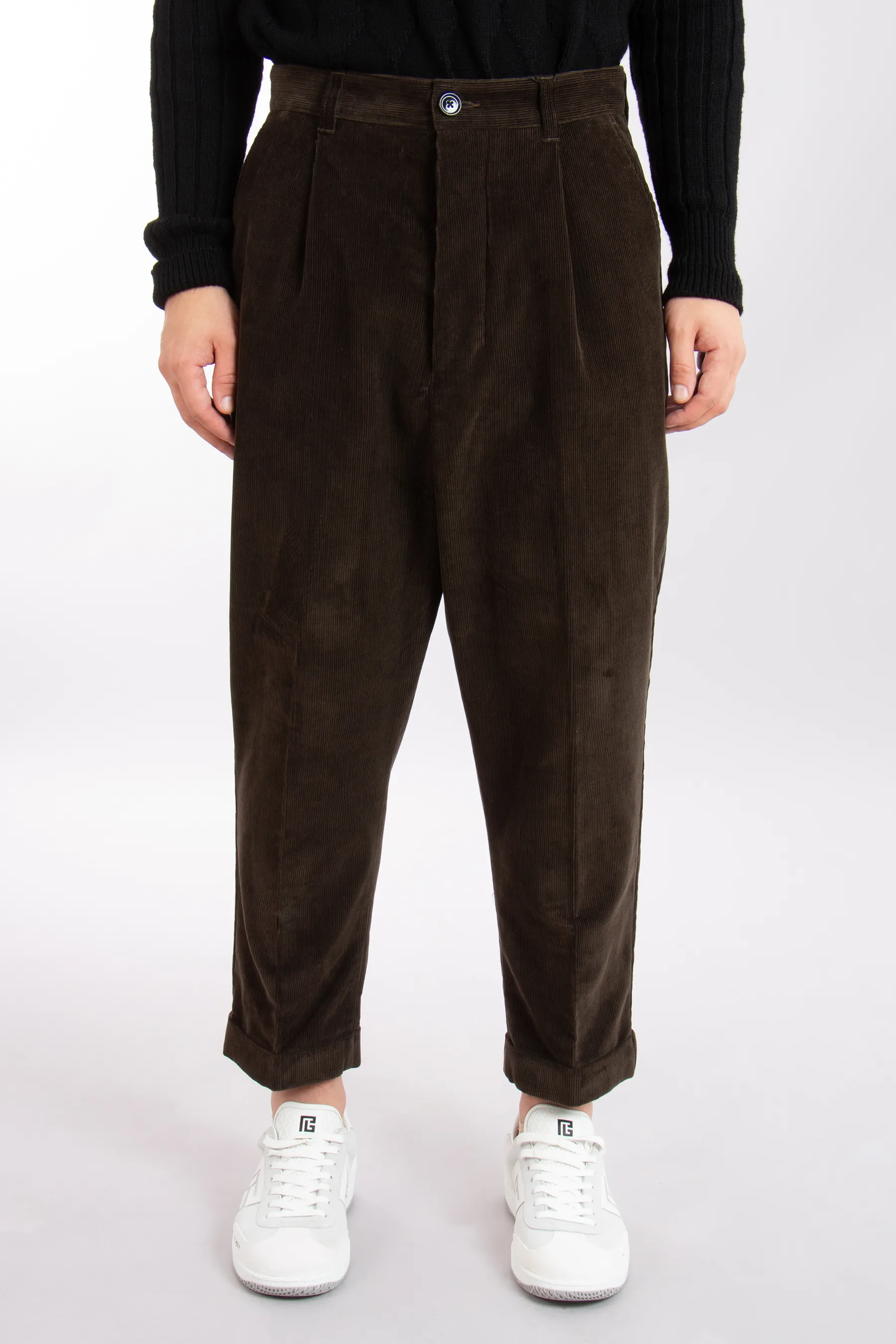 AMI PARIS Oversized Carrot Fit Cotton Corduroy Pants  