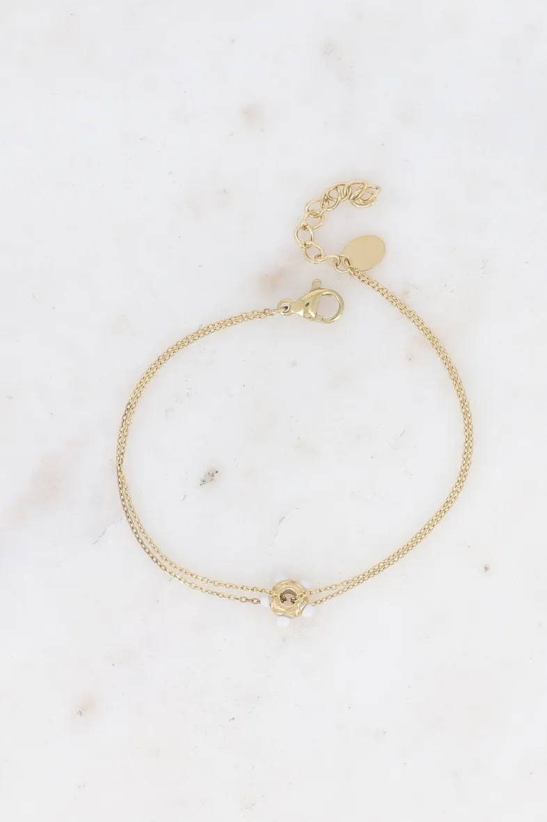 Armband - Mini-Waschmaschine-Anhänger und Natursteinkugeln
