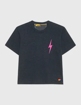 AVIATOR NATION Bolt2 Boyfriend Charcoal Neon Pink // Bedrucktes Cropped T-Shirt