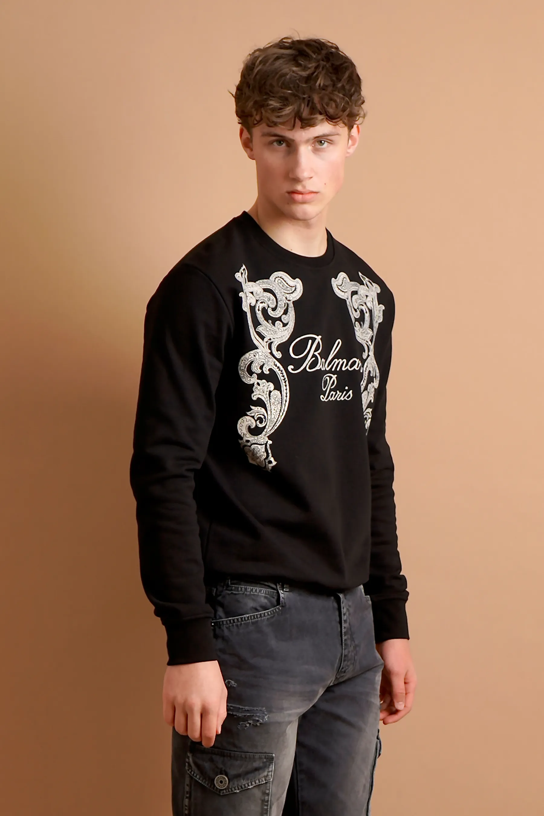 BALMAIN Printed Organic Cotton Sweatshirt  
