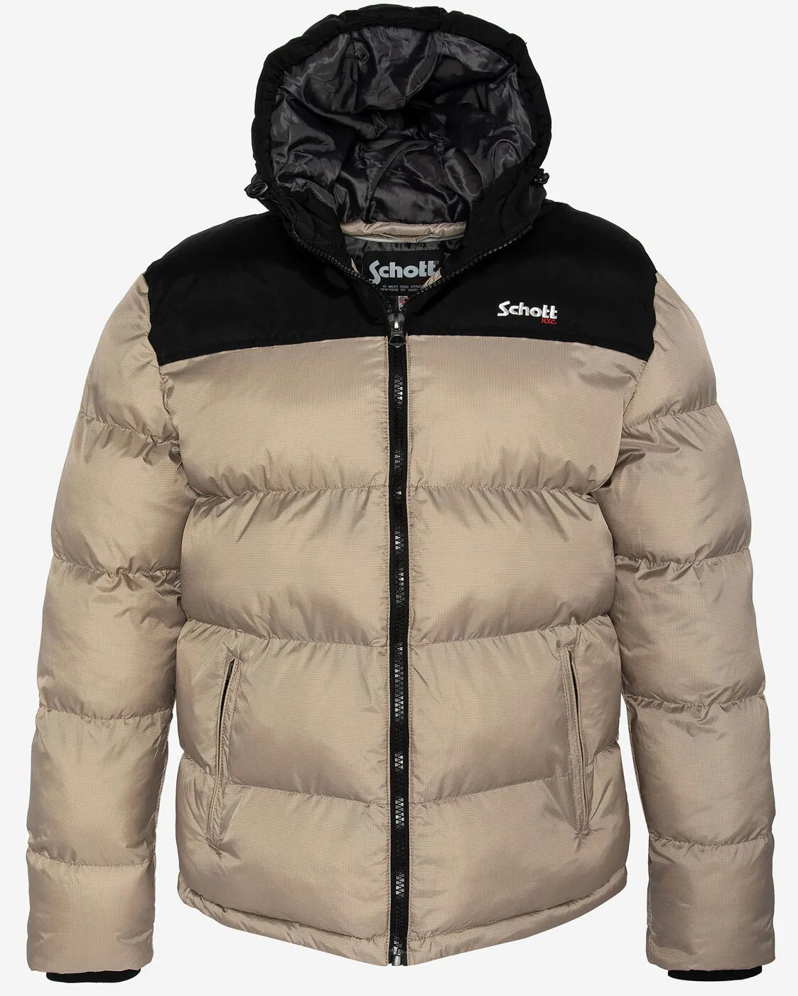Beige Daunenjacke mit Kapuze von Schott