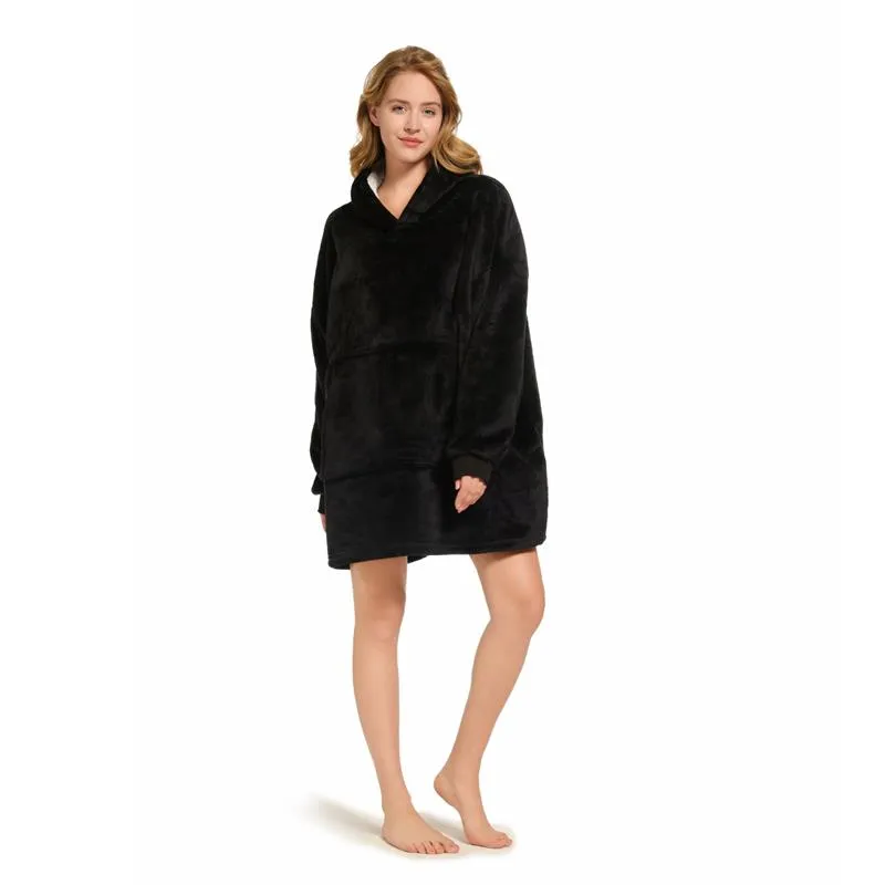 Deckenpullover Pullover Decke Kuscheldecke Oversize Unisex Schwarz