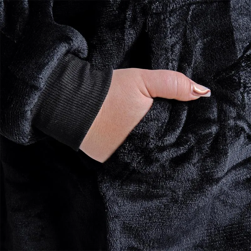 Deckenpullover Pullover Decke Kuscheldecke Oversize Unisex Schwarz