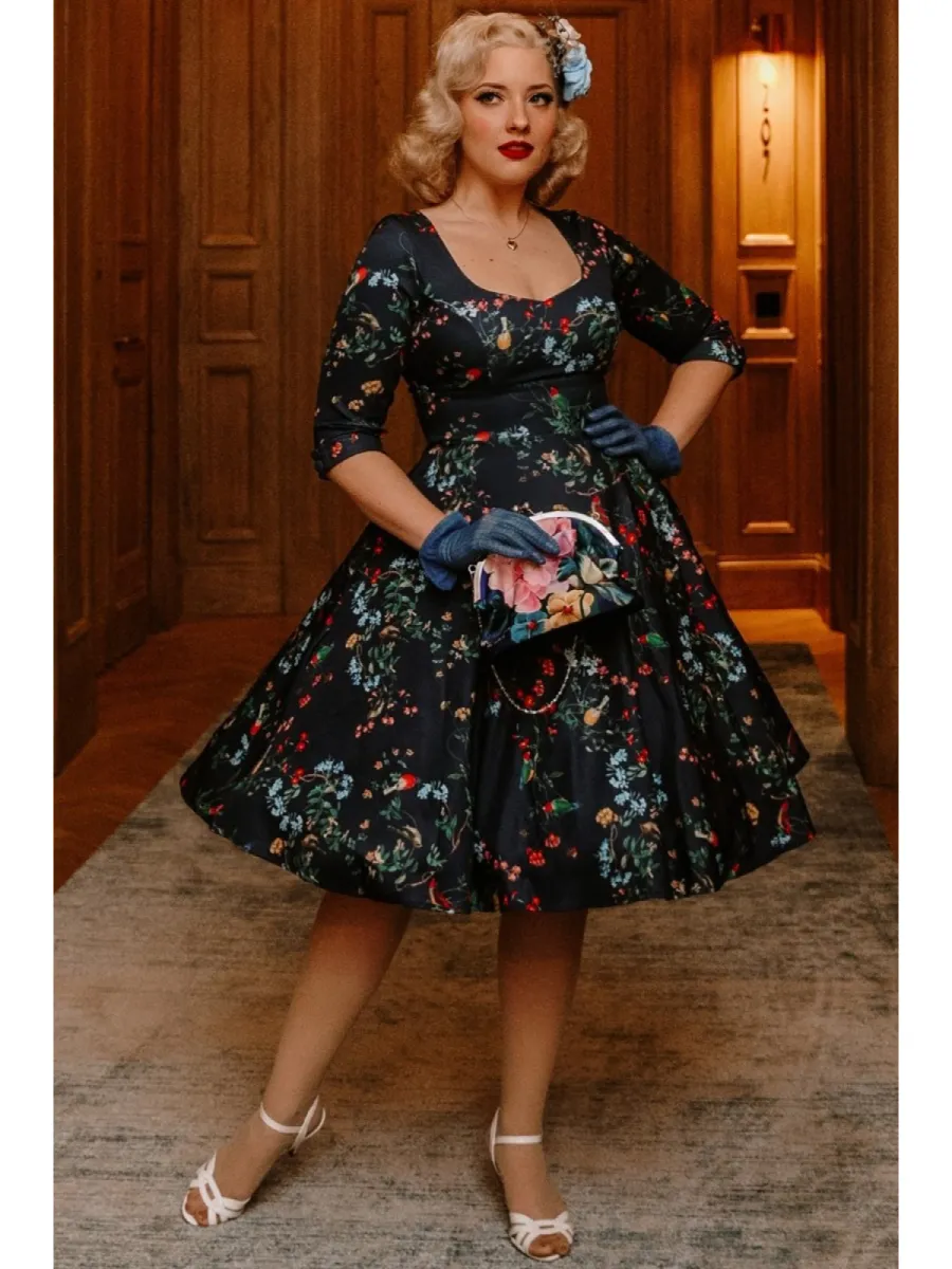 Dolly and Dotty Debra Dress Black Birds and Flowers
