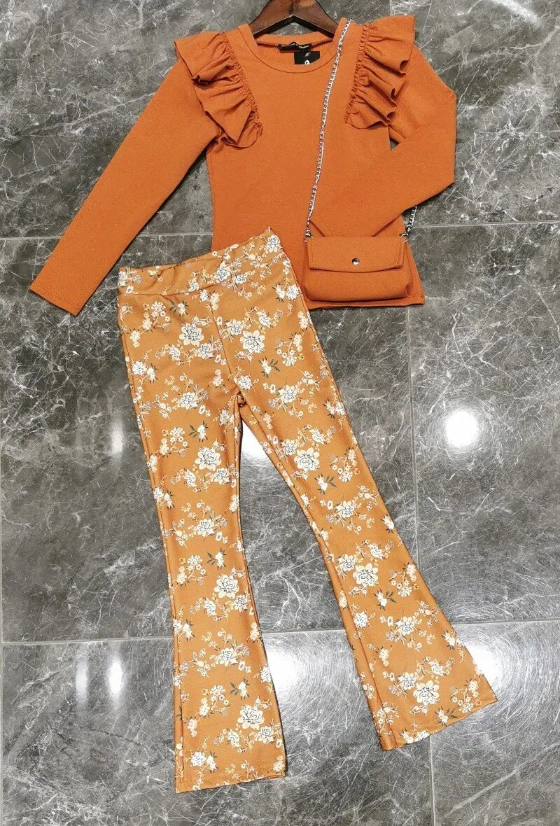 FLOWERS printed flare pants
