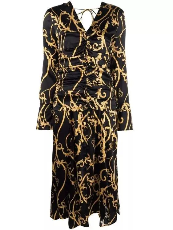  GANNI  Baroque-Print Dress Black