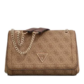   Guess  Noelle Convertible Xbody Flap Latte Logo/Brown  Crossbody Bag 
