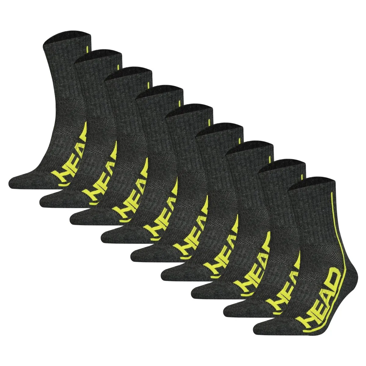 HEAD Unisex Crew Socken - 9er Pack, Sportsocken, Mesh-Einsatz, Logo, einfarbig