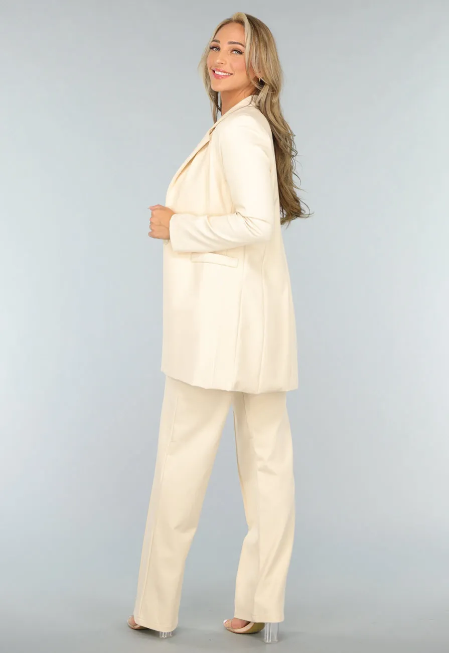 Hose mit geradem Bein in Beige