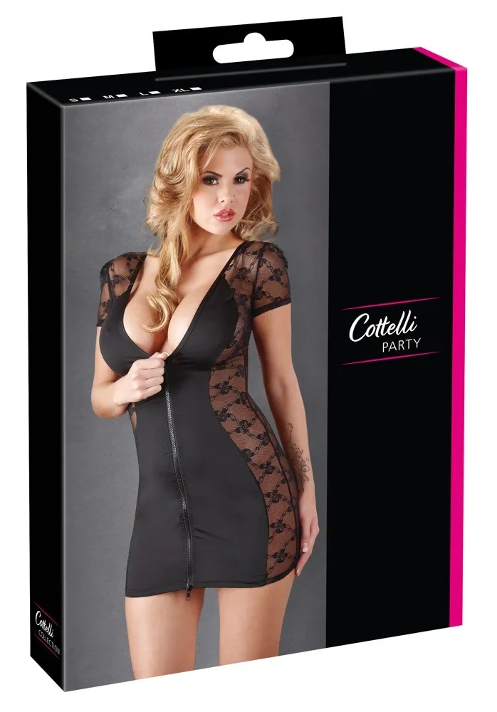 Kleid mit Zip (Farbe: Schwarz, Grösse: L)