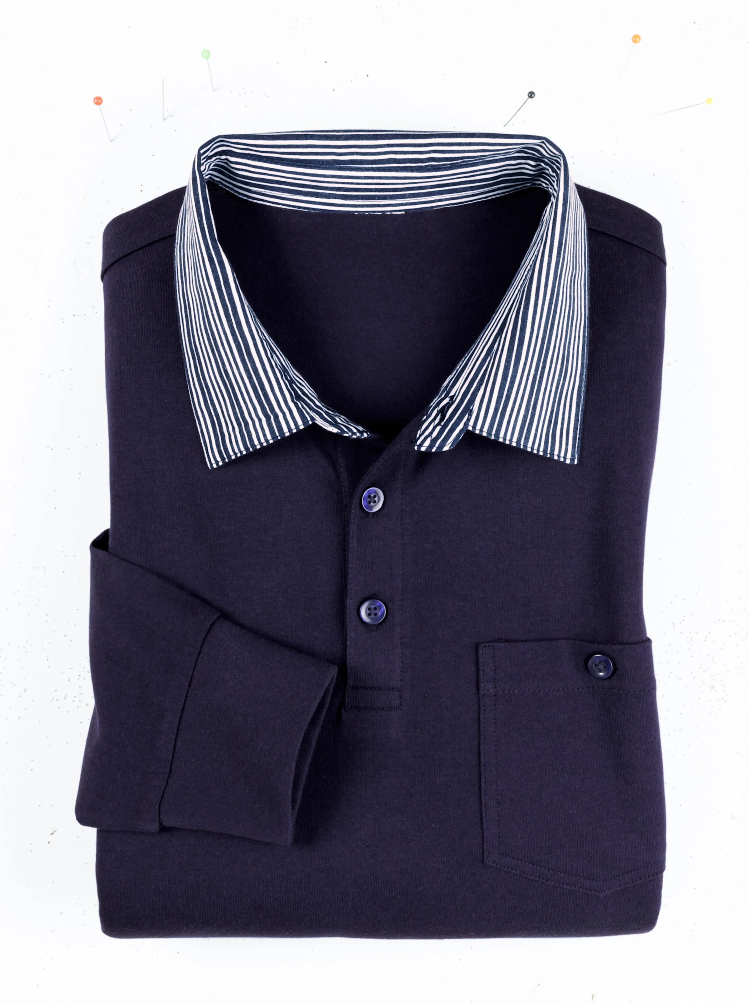 Langarm-Poloshirt in marine