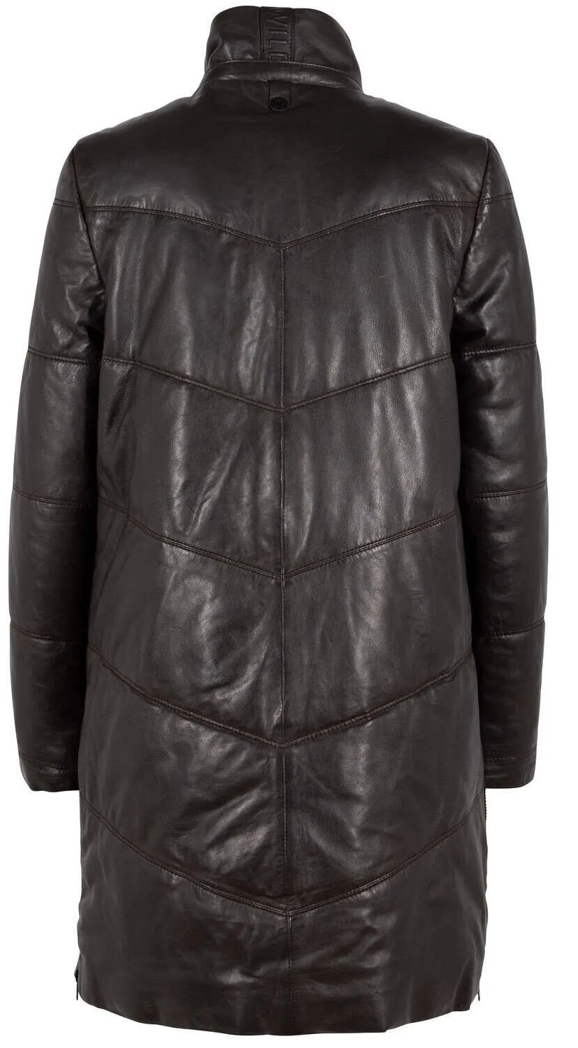 Lange braune &bdquo;Vallie&ldquo;-Daunenjacke fur Damen