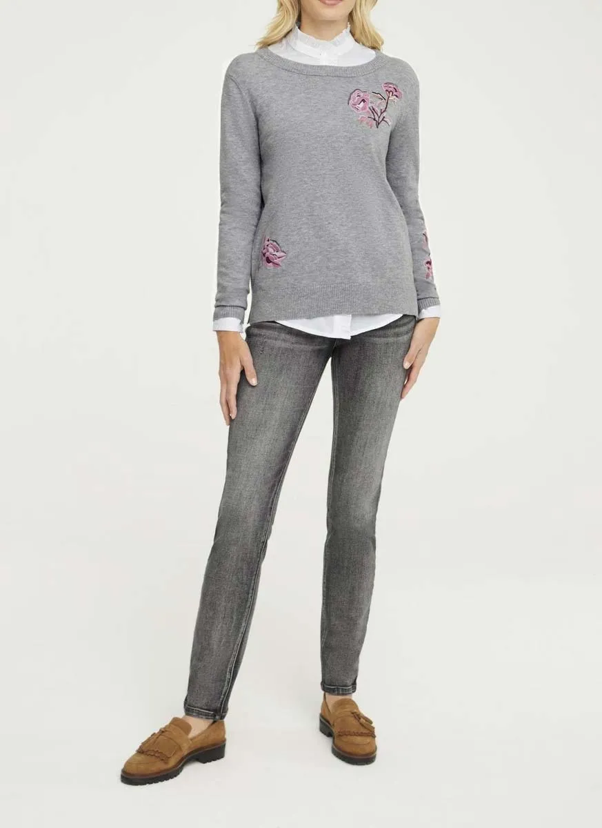 Linea Tesini Damen Pullover Strickpullover Herbst grau