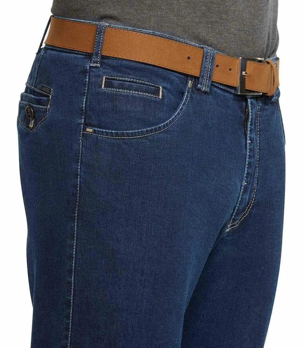 MEYER Herren Hosen Dublin 9-4541 - Moderne Stretch Denim, schmale Chino mit Gürtel