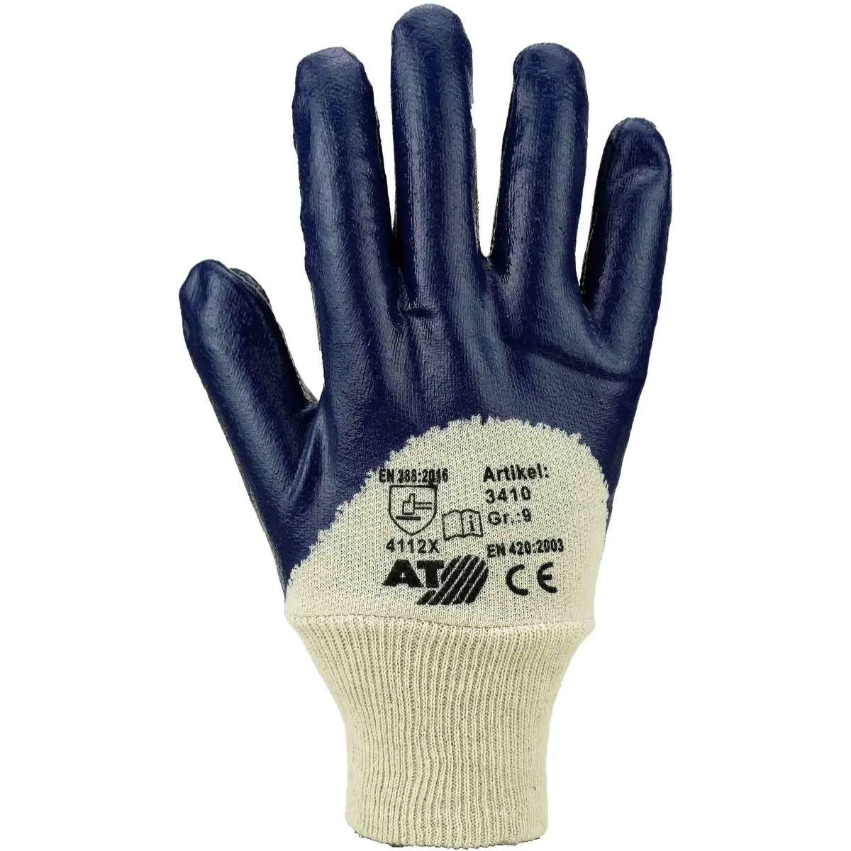 Nitril-Handschuh, blau, Strickbund - ASATEX - 3410