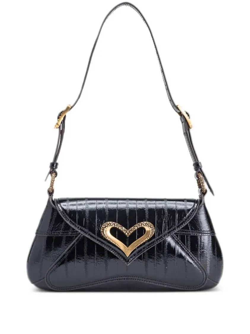   Pinko  521 Leather Shoulder Bag Black  Schultertasche 
