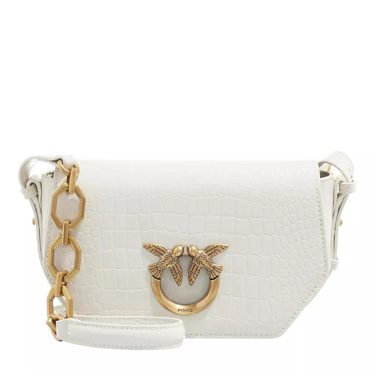   Pinko  Love Click Exagon Mini  White  Crossbody Bag 