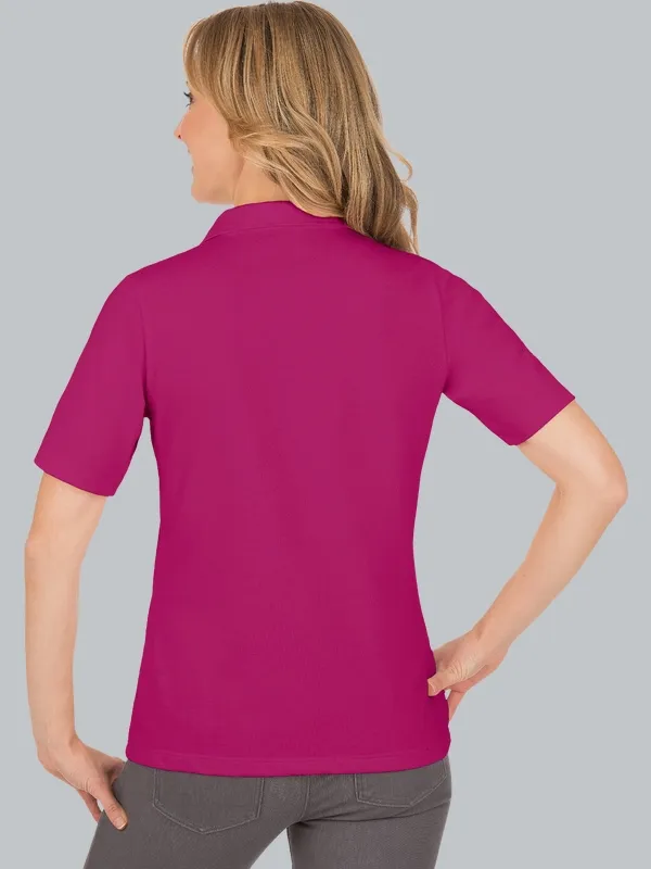 Poloshirt aus Baumwolle mit Kristallsteinen Magenta