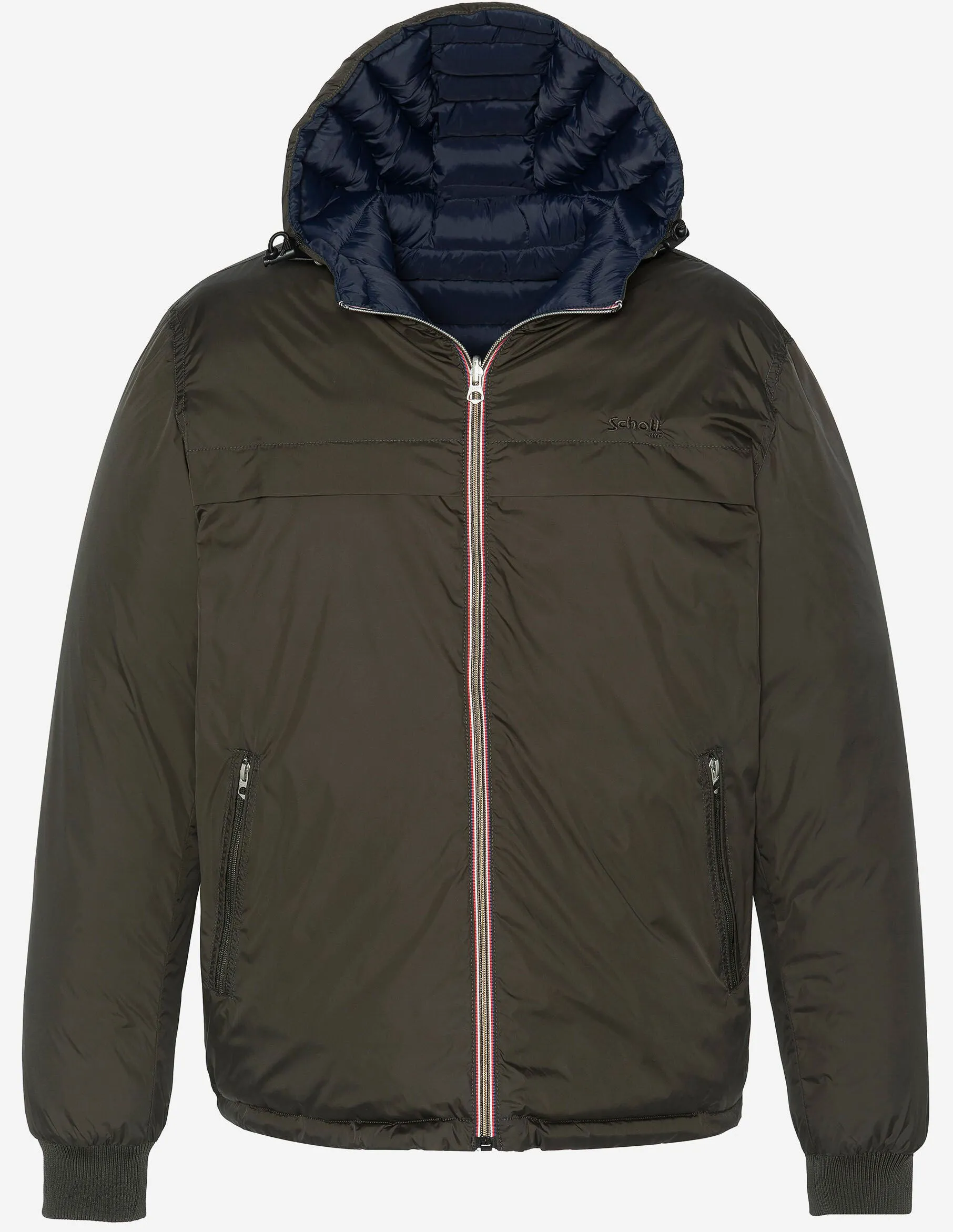 Schott reversible kurze Daunenjacke mit Kapuze