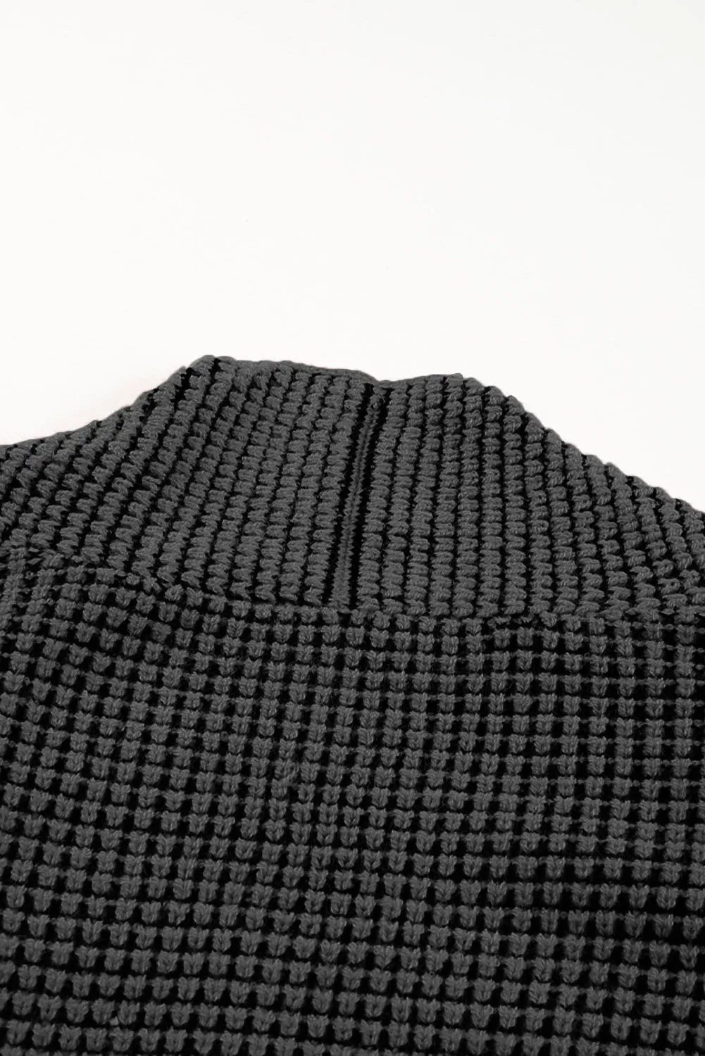 Schwarze Chunky Stricktaschen Fallärmel Cardigan