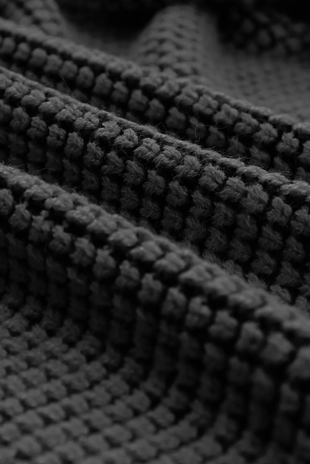 Schwarze Chunky Stricktaschen Fallärmel Cardigan
