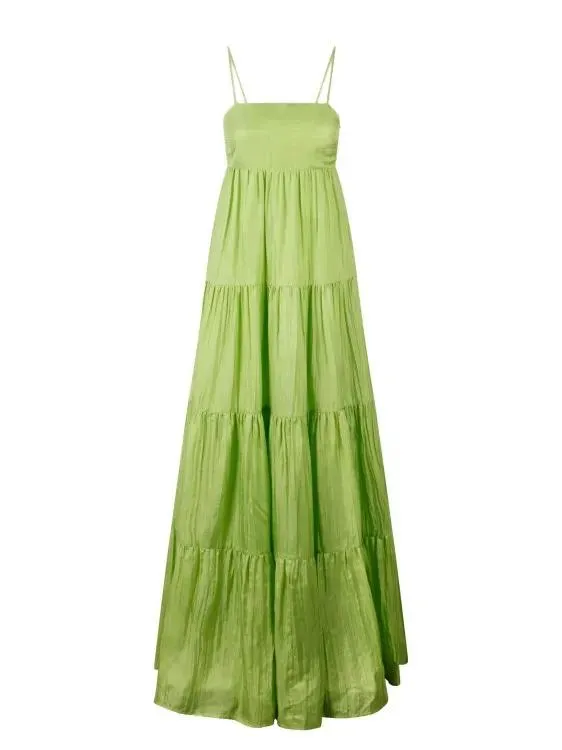   The Rose Ibiza  Formentera Silk Long Dress Green  Abendkleider 