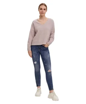 Vero Moda Strickpullover Doffy mit V-Auschnitt in Rosa