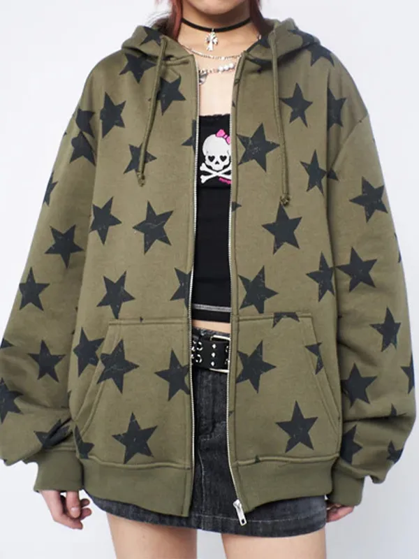 Übergroßer Hoodie mit Sternen-Print