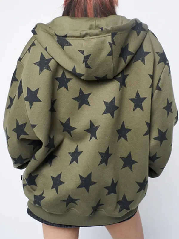 Übergroßer Hoodie mit Sternen-Print